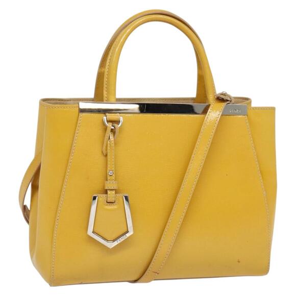 FENDI Hand Bag Patent Leather Silver Yellow - Picture 1 of 13